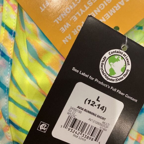 NWT Avia  Active Running Shorts with Bike Liner Neon Large - Picture 7 of 11